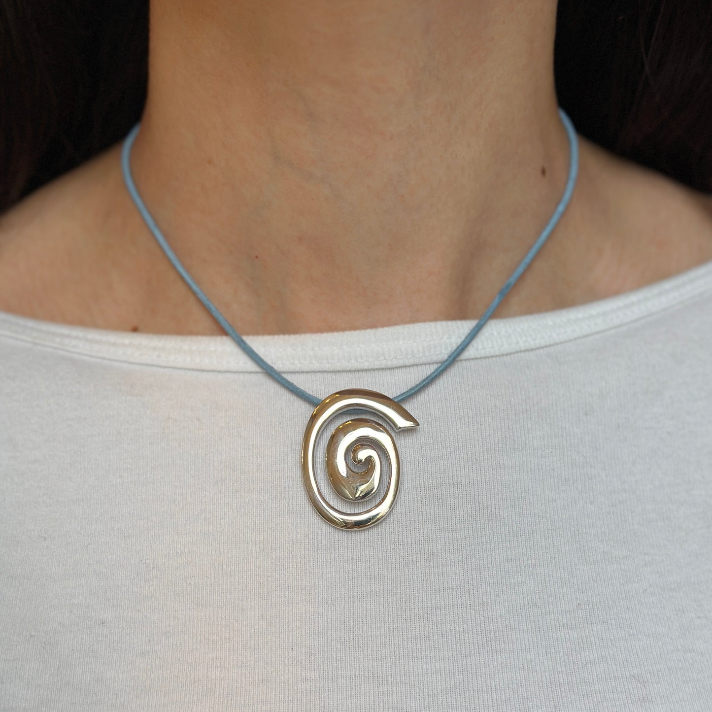 Sterling Silver Large Swirl Modernist Pendant Slide