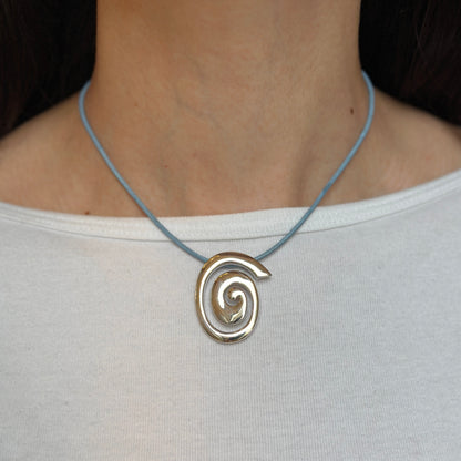 Sterling Silver Large Swirl Modernist Pendant Slide