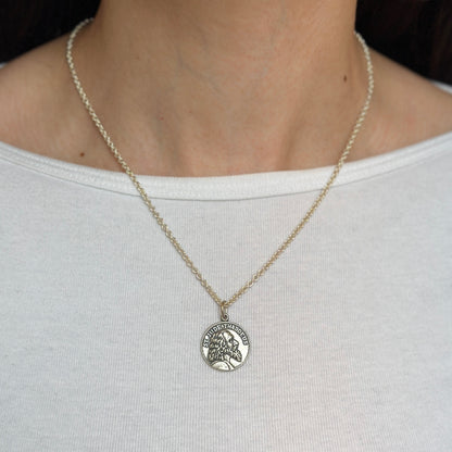 Sterling Silver Antiqued St Jude Thaddeus Round Pendant 20mm