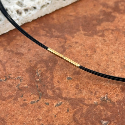 14KT Yellow Gold 7-Strand Blackened Steel Wire Collar Necklace