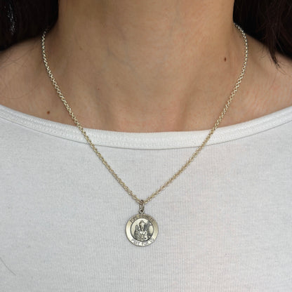 Sterling Silver Pope Francis Round Medal Pendant 18mm