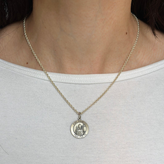 Sterling Silver Pope Francis Round Medal Pendant 18mm