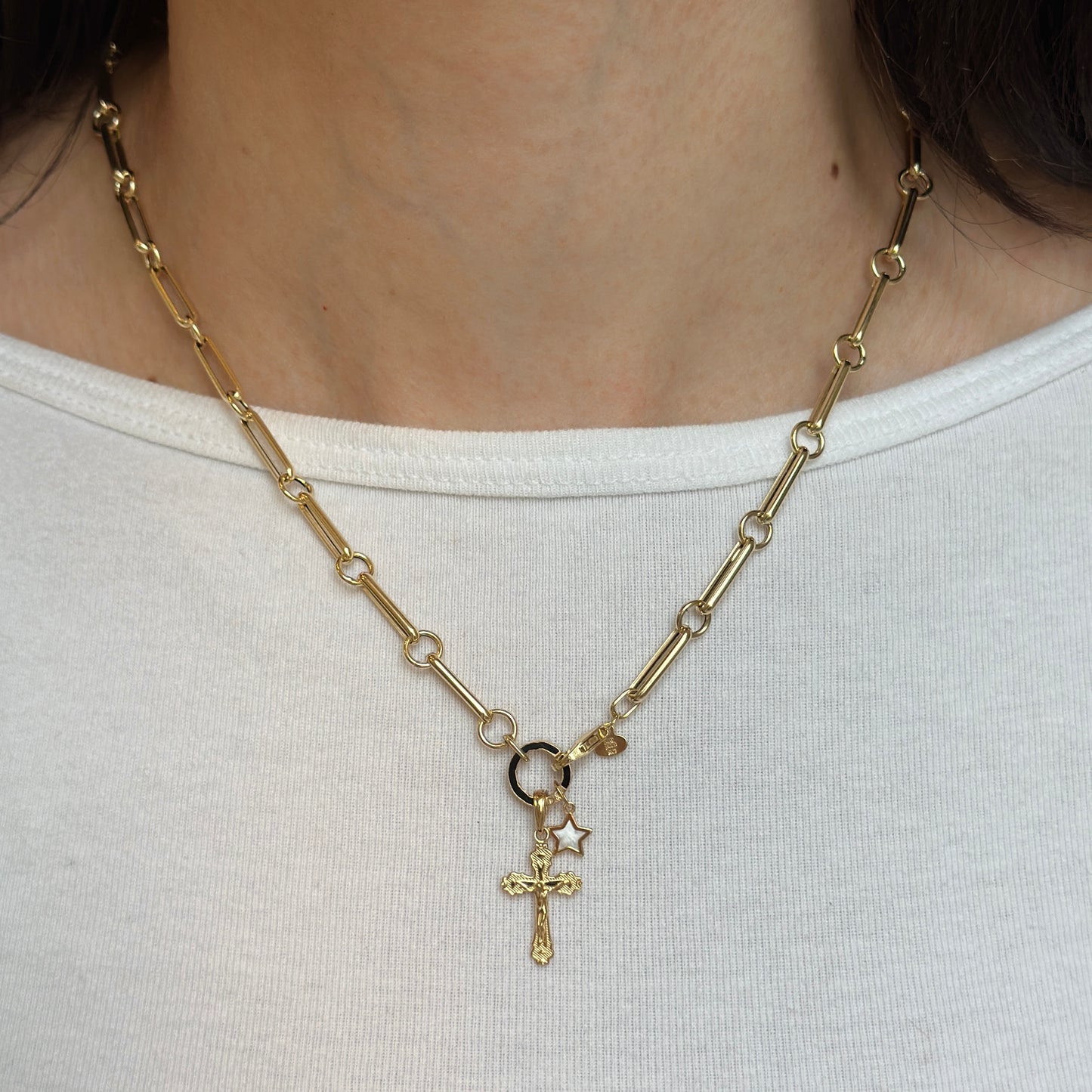 14KT Yellow Gold Scalloped Cross Crucifix Pendant