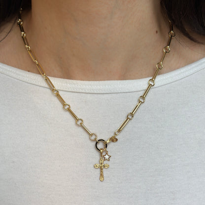 14KT Yellow Gold Scalloped Cross Crucifix Pendant