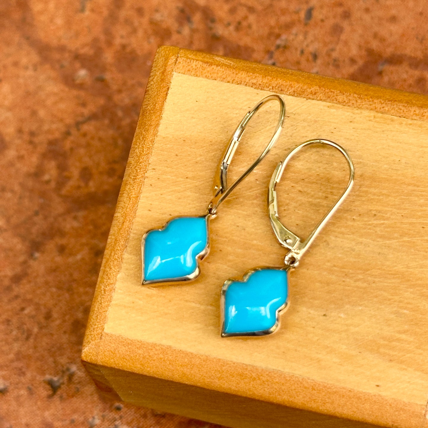 14KT Yellow Gold Kabana Turquoise Dangle Drop Earrings