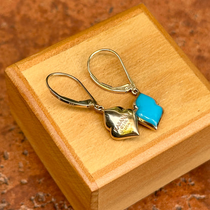 14KT Yellow Gold Kabana Turquoise Dangle Drop Earrings