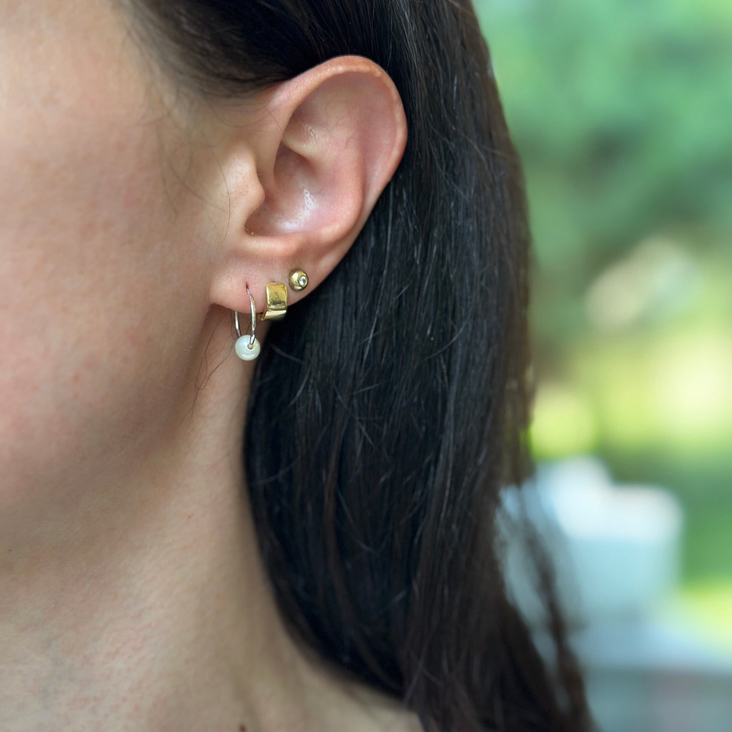 14KT White Gold Freshwater Pearl Endless Hoop Earrings