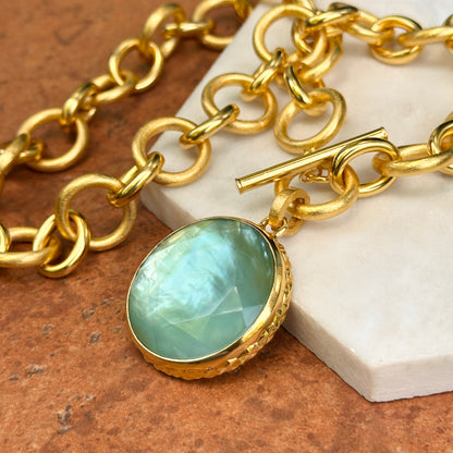 18KT Yellow Gold-Plated Round Mother of Pearl Betty Carre Toggle Necklace