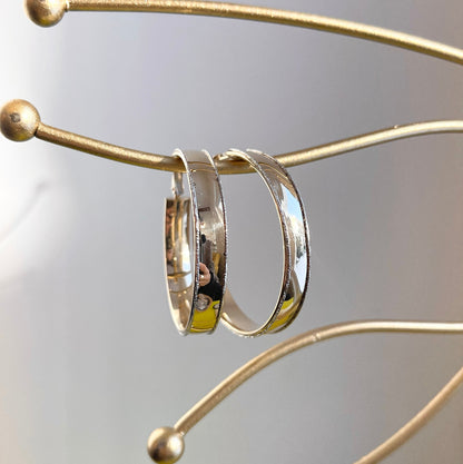 14KT Yellow + White Gold Hoop Earrings