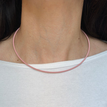 Stainless Steel Baby Pink 2mm Spiral Cord Necklace 16.5"