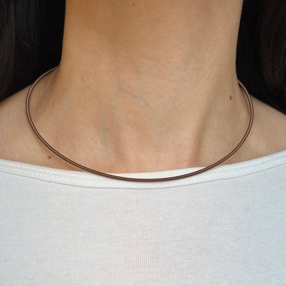 Stainless Steel Brown 2mm Flexible Spiral Collar Necklace 16.5"