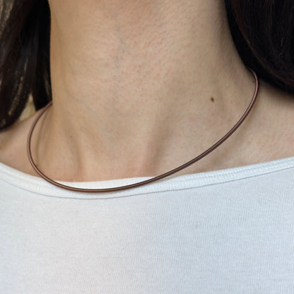 Stainless Steel Brown 2mm Flexible Spiral Collar Necklace 16.5"