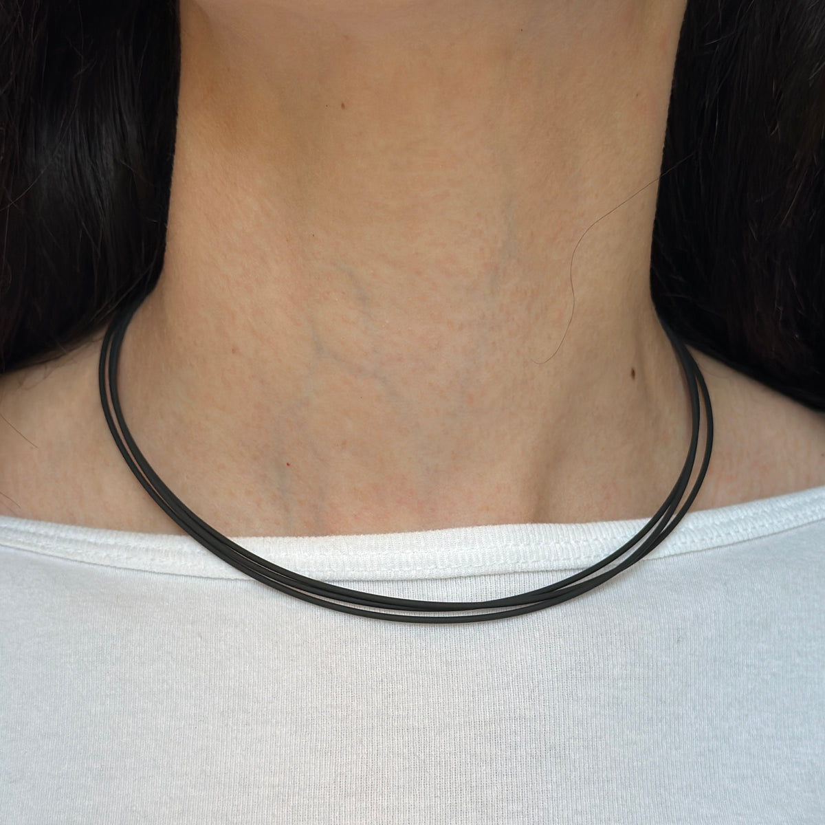 Gold-Plated Steel 1.4mm Black Rubber Cord Necklace 47"