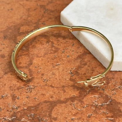 14KT Yellow Gold Multi-Shade Blue Sapphire Hinged Bangle Bracelet