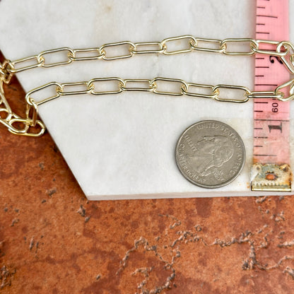 14KT Yellow Gold-Plated Long Paper Clip Chain Open Link 36'' + Extender