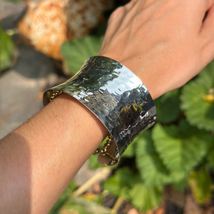 Sterling Silver Hammered Cuff Bracelet 39mm