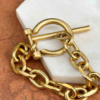 Yellow Gold-Plated Oval Link Shackle Toggle Clasp Bracelet 8''