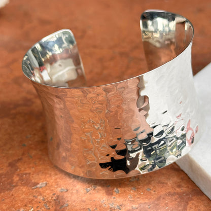 Sterling Silver Hammered Cuff Bracelet 39mm