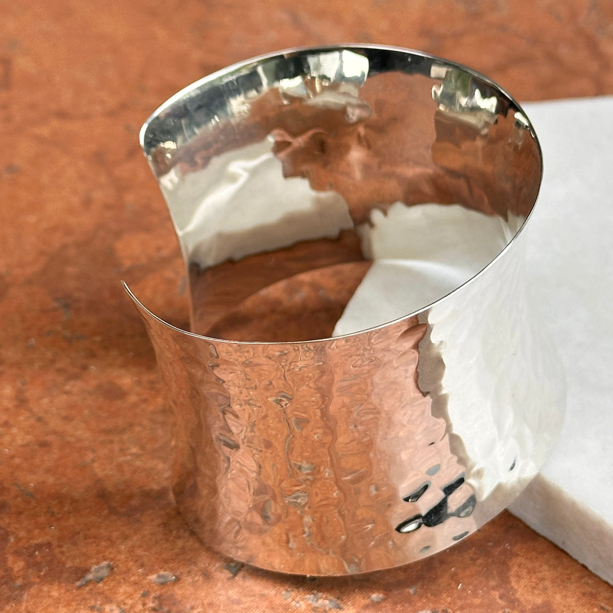 Sterling Silver Hammered Cuff Bracelet 39mm