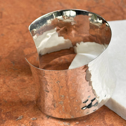 Sterling Silver Hammered Cuff Bracelet 39mm
