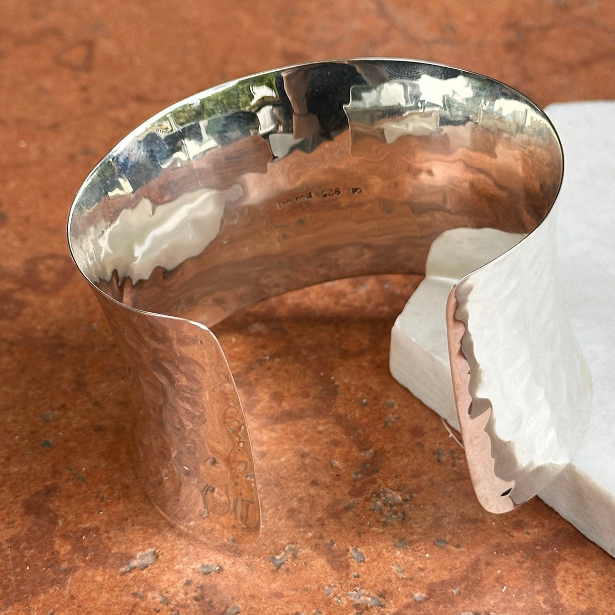 Sterling Silver Hammered Cuff Bracelet 39mm