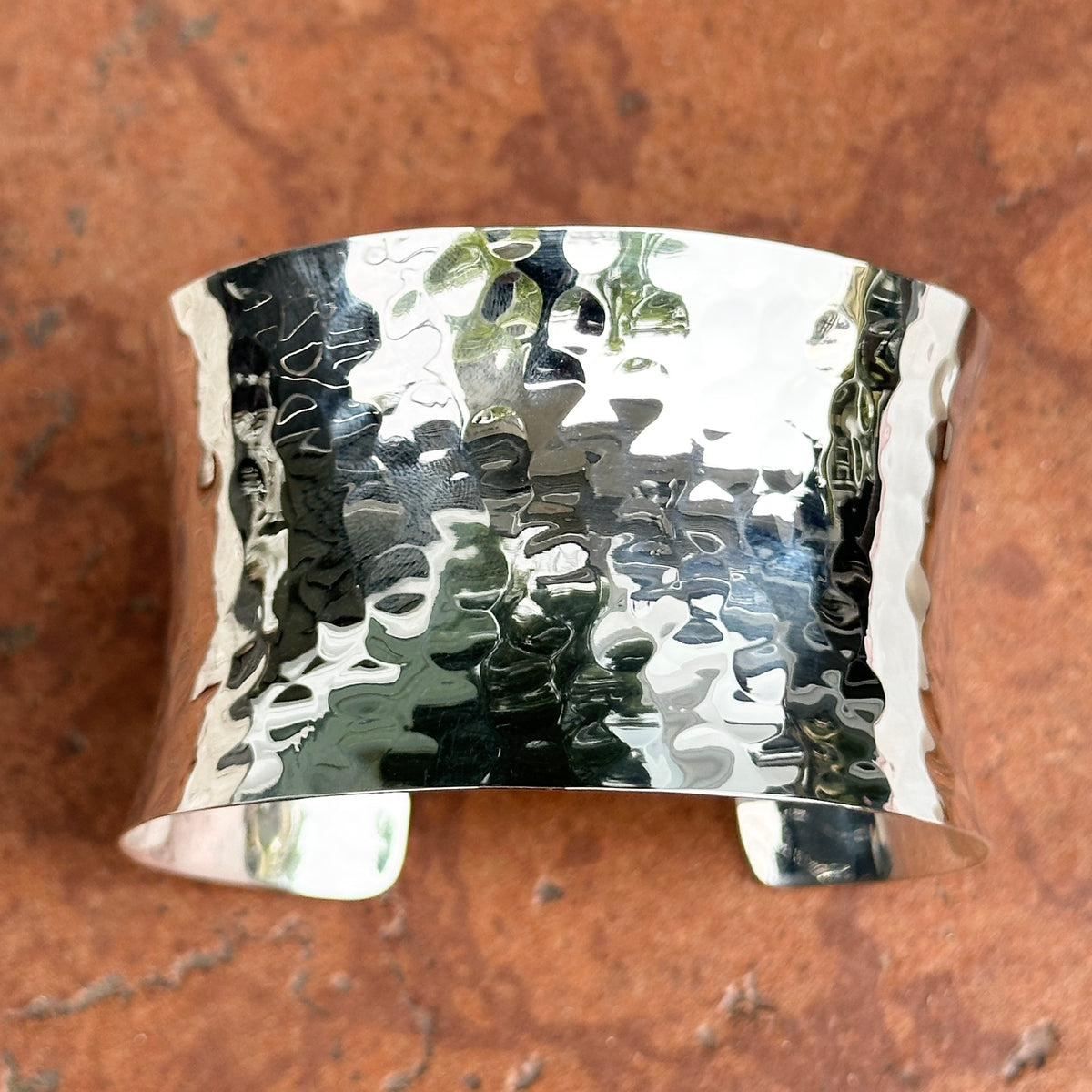 Sterling Silver Hammered Cuff Bracelet 39mm