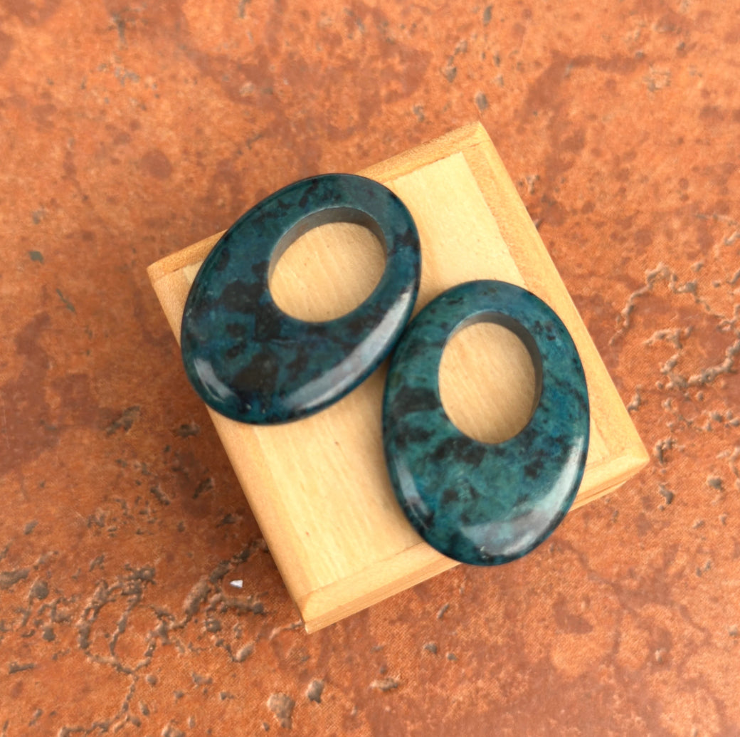 Blue, Teal, and Black Agate Oval Earring Charms