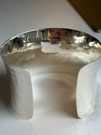 Sterling Silver Hammered Cuff Bracelet 39mm