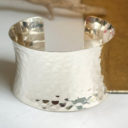 Sterling Silver Hammered Cuff Bracelet 39mm