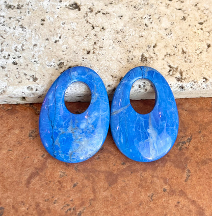 Vintage Dyed Blue Howlite Oval Earring Charms