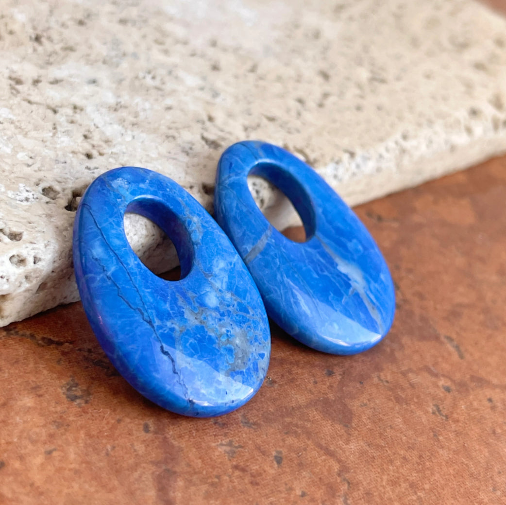 Vintage Dyed Blue Howlite Oval Earring Charms