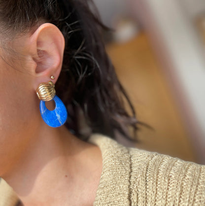 Vintage Dyed Blue Howlite Oval Earring Charms