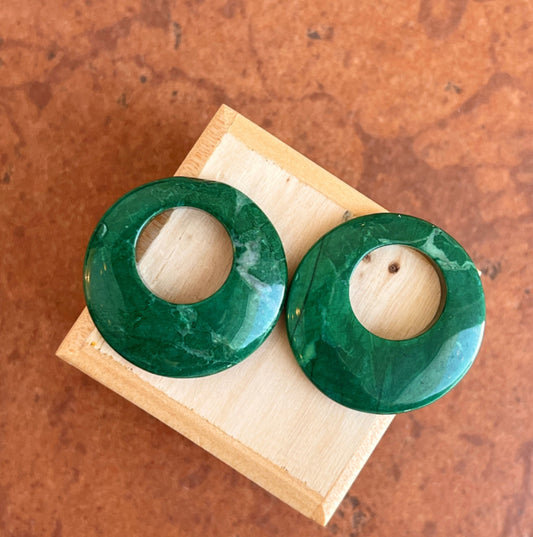 Green Howlite/Other Stone Oval Earring Charms