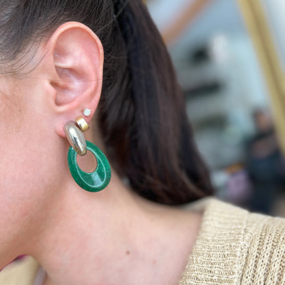 Green Howlite Oval Earring Charms