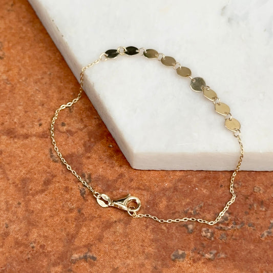 14KT Yellow Gold Mirror Discs Chain Bracelet