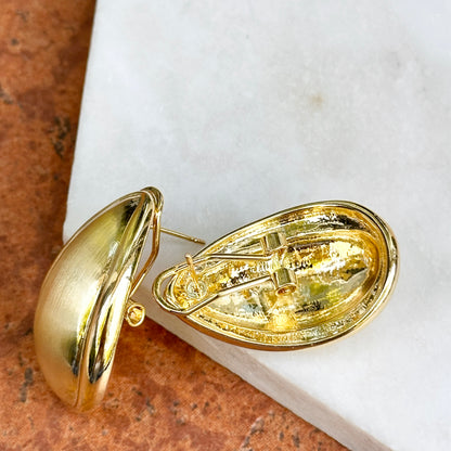 Yellow Gold-Plated Tear Drop Shiny Brushed Earrings