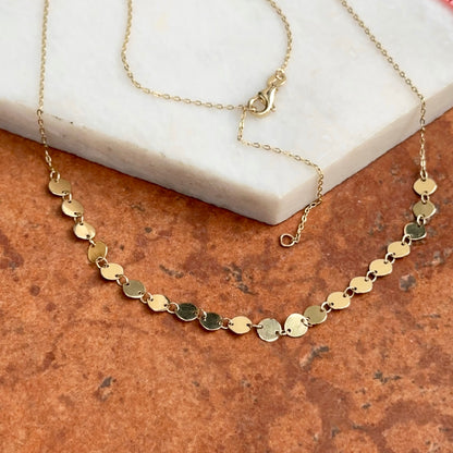 14KT Yellow Gold Round Discs Center Chain Necklace