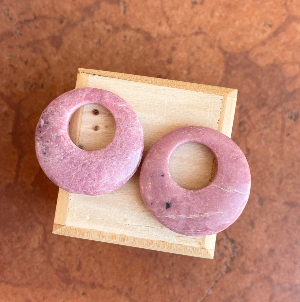 Estate Pink + Gray Rhodonite Round Earring Charms