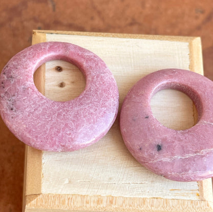 Estate Pink + Gray Rhodonite Round Earring Charms