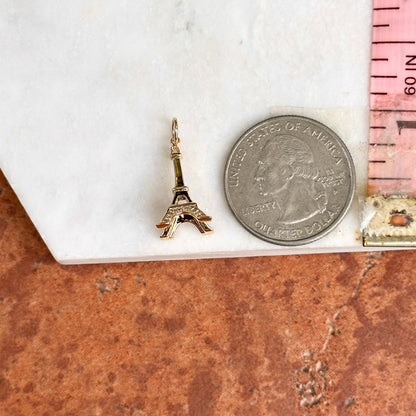Estate 14KT Yellow Gold Pave Diamond Eiffel Tower Pendant