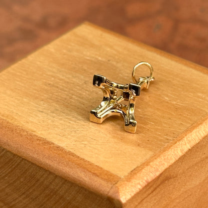Estate 14KT Yellow Gold Pave Diamond Eiffel Tower Pendant