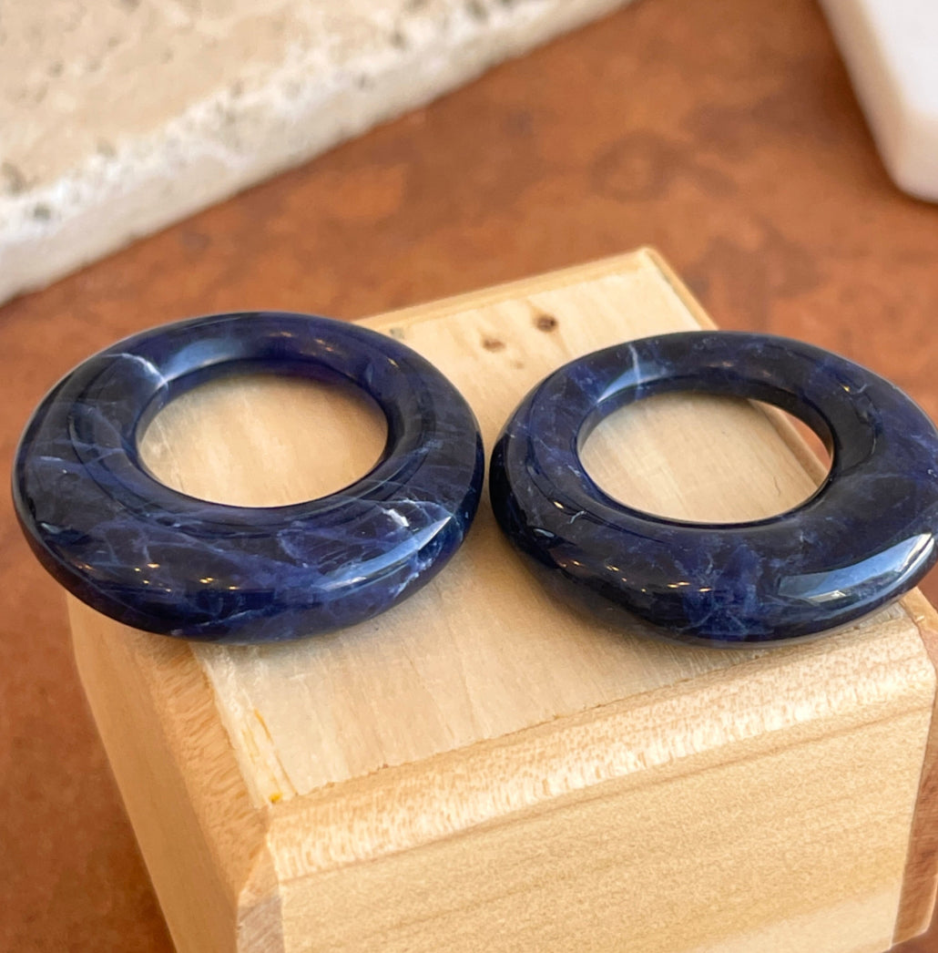 Estate Dark Blue Sodalite Round Earring Charms