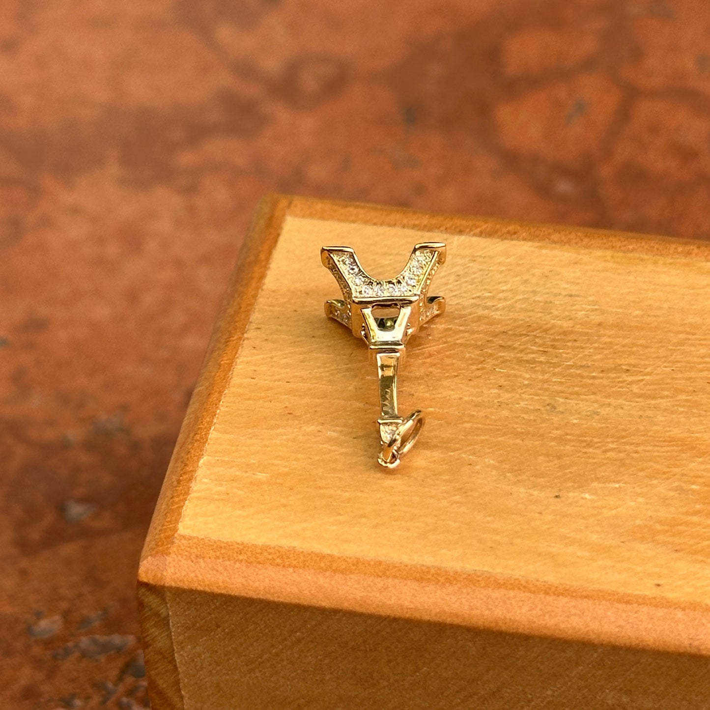 Estate 14KT Yellow Gold Pave Diamond Eiffel Tower Pendant