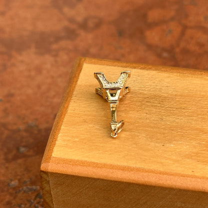 Estate 14KT Yellow Gold Pave Diamond Eiffel Tower Pendant