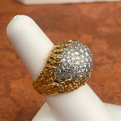 Estate 18KT Yellow Gold 5 CT Pave Diamond Dome Ring