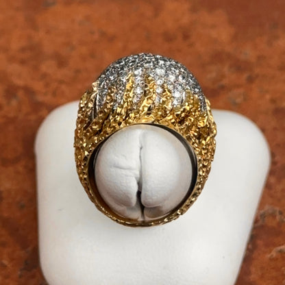 Estate 18KT Yellow Gold 5 CT Pave Diamond Dome Ring