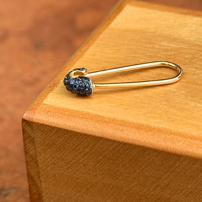 14KT Yellow Gold Blue Sapphire Safety Pin Pendant Hanger Connecter