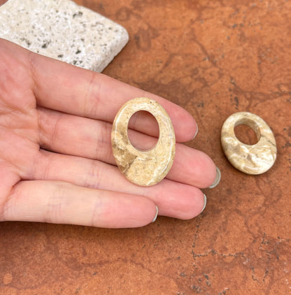 Estate Beige Jasper Oval Earring Charms