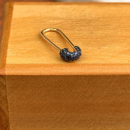 14KT Yellow Gold Blue Sapphire Safety Pin Pendant Hanger Connecter
