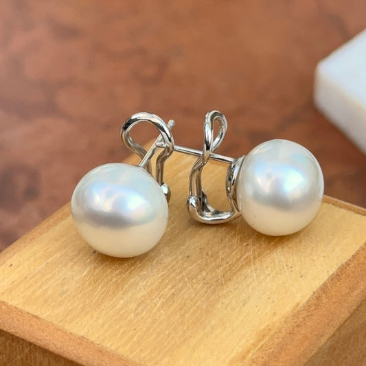 14KT White Gold Paspaley South Sea Pearl Omega Earrings 13mm